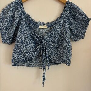 Floral Blue Crop Top